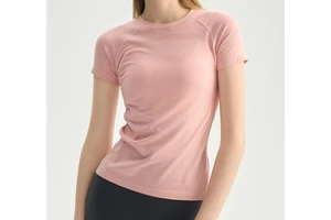 Seamless Quick-drying Polyester Sports Fitness Yoga Wear Short-sleeved Drawstring Closure Unisex Top Yoga Running Training Top