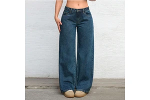 Europe America Cross-Border Low-Waist Wide-Leg Denim Jeans Women Summer New Loose Floor-Length Straight Leg Versatile Retro