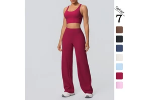 OEM ODM Women Quick Dry Butt Lifting Wide Leg Gym Leggings High Waist Nylon Flared Yoga Pants