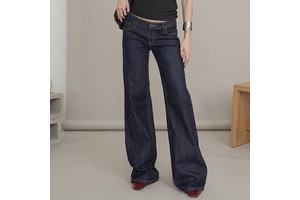 High Waist Wide Leg Flare Jeans Women Y2K Retro Loose Denim Pants Custom Wholesale Vintage Baggy