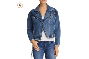 Women's Stylish Punk Lapel Zipper Denim Jean Coat Jacket Slim Outerwear Women Crop Denim Moto Jacket