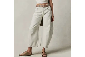 New Arrivals Women's Baggy Jeans, Fashion Wide Leg Ankle-length Pants for Office Lady Women's Clothing