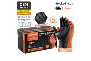 10Mil Industrial Wholesale Rubber Waterproof Protective Safety Work Black Disposable Nitrile Gloves Powder Free Manufacturers