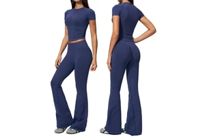 TZ8843 Women's Workout Clothes High Waist Active Running Yoga Set Naked Feeling Plus Size Contrast Sports Fitness Yoga Sets