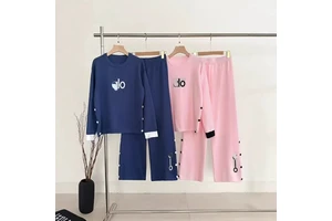 Cross-border 2026 New Style Loose Casual Knitted Luxury Above Knee Top Wide-leg Pants Two-piece Set Contrasting Color Lettering
