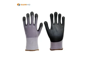 Factory Wholesale Professional 15 Gauge Nylon Reusable Micro Foam Pvc Dot Nitrile Palm Coated Gloves Labor Protection Gloves