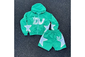 DCY Trending Products 2026 New Arrivals Jogger Zip Up Set,Custom Jogging Suits,Boxy Zip Up Nylon Tracksuit