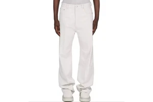 Custom White Slim Fit Denim Pants for Men Casual Cotton Distressed Washed Straight Fit Trousers Men's Jeans