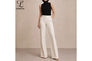 Tall Women Pants Trousers Fit And Flare High Waist Wide Leg Tailored Office Formal Extra Long Custom Inseam