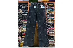 Women's Streetwear Mid Waist Denim Sequin Cargo Jeans Straight-leg Four Seasons All-Match New Wholesale