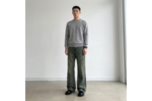 American Vintage Men's High Street Vibe Straight Bootcut Slim Cleanfit Long Pants Winter Hip Hop Party Distressed Jeans Button