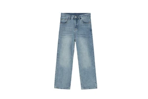 Breathable Design Vintage Light Wash Skin Friendly Men's Outdoor Casual Straight-leg Denim Pants Hot Summer Days Outings