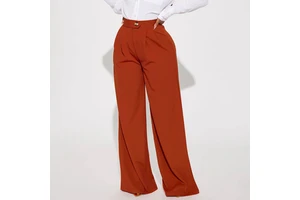 Spring & Autumn Women's Regular Wide-leg Trousers Plus Size Straight Lace Painted Solid Color Long Pants