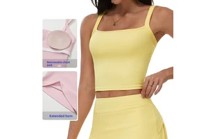 Women' Yoga Tank Top Quick-Dry Fitness Sports Top square Neck Front Gym Top