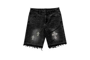 Summer Streetwear Men's Mid Solid Denim Shorts | Eco-Friendly 100% Cotton | Elastic Anti-Wrinkle Quick Dry | Custom Baggy