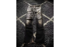 Custom Men's Vintage Washed Denim Jeans Solid High Street Baggy Straight Fit Faded Whiskers Distressed Clothing OEM/ODM