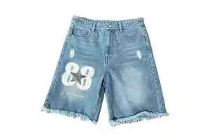 Low Price Men's Loose Fit Denim Shorts 100% Cotton Oversize Quick Dry Streetwear Men Denim Shorts