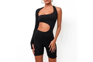 Oem Manufacturer Custom Logo Cut Out Sports Wear Women Gym Fitness Jumpsuit for Training