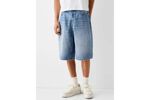 Custom Men's Jean Shorts Hot Sale Fashion Distressed Baggy Pockets Zipper Fly Washed Denim Blue Jean Shorts for Men