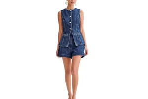 OEM ODM Customizable Vintage Fashion Design Women's Casual 2-Piece Denim Set Slim Vintage Washed Technique for Spring for Party