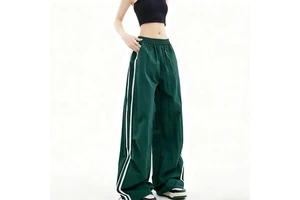 High Quality Custom Nylon Track Pants Womens Baggy Striped Nylon Pants Nylon Casual Sweatpants For Women