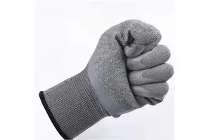Polyester Latex Coating 4 Mil Textured Knit Wrist Tear-Resistant Moisture-Wicking Machine Washable Safety Gloves Grey
