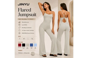 Spaghetti Strap Flared Yoga Jumpsuit Non Toxic Eco Fabric High Waist Stretch One Piece Workout Bell Bottom Jumpsuit For Women