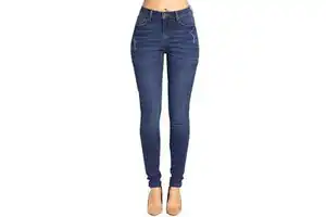 Wholesale Breathable Casual Women's Stretch Denim Ripped Full Length Jeans 100% Cotton