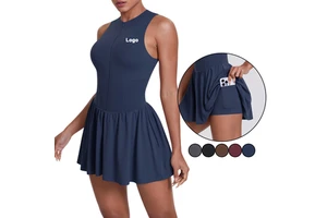 High Stretch Sport Jumpsuit Skirt Yoga One Piece Tennis Jumpsuits Dress Women Gym Wear Skirts Set Tennis Skirt Activewear