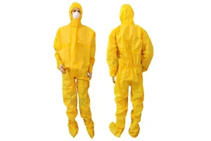 TYPE3B Special PE Coated PP Chemical Resistant Disposable Coverall With Shoe Cover Hazmat Suit