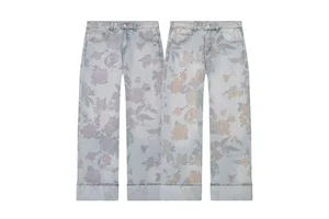 Women's 2026 new casual fashion temperament printed hemmed loose jeans retro women's chic low-waisted jeans.