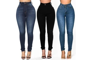 New Fashion Solid Color Women's Jeans Plus Size Pockets Casual Denim Pants Women Denim Stylish Trousers Women Jeans