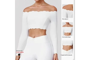 Custom Versatile Breathable Lace Yoga Top Women Fitness Off-shoulder Nine-quarter Sleeve for T-shirt GYM Outfit