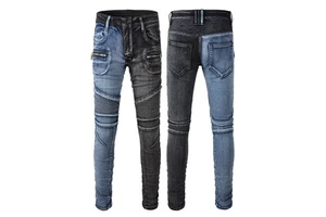 Best Quality Men's Designer Jeans Stock Homme Cotton Patchwork Street Vintage Style Men Trouser Jeans