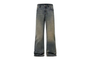 Factory Wholesale Men's Summer Casual Pants Vintage Style Fashion Denim Jeans Loose Wide Leg With Mid Waist Light Washed