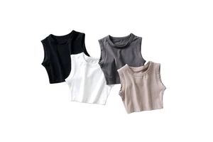 Cropped Exercise Yoga Women's Solid Crop Top T Shirt Tank Top Seamless Streetwear Knitted Sleeveless Casual Women Quick Dry