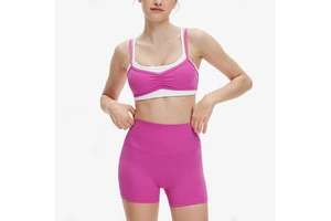Hot Selling Layered Yoga Ruch Sports Top for Women High-Waist Shaping Cropped Length Fitness Sports Pilates with Padding