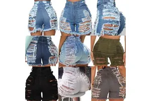 New Women's Ripped Denim Shorts Sexy High Elasticity Worn Out Summer Women's Denim Shorts