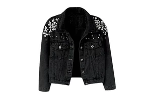 Women's Premium Quality Blue Jeans Denim Jacket Finished Windproof Eco-Friendly Cotton Lining Comfortable Fit Autumn Breathable