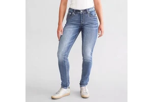 Fall Women's Slim Fit Denim Jeans With Embroidery, Medium Stretch, Mid-Rise Straight Leg, Cotton Fabric, Casual Chic Style,