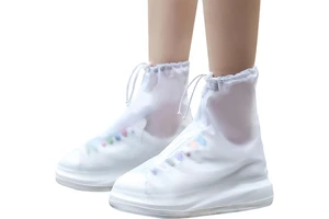 Durable Antislip PVC Shoes Cover Waterproof Foldable Outdoor Wear-Resistant with Zipper Safety Shoe Covers