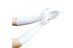 Waterproof 16-Inch Disposable Safety Nitrile Cleanroom Lab Antistatic Touch Screen Long Chemical Protective Elbow Length Gloves