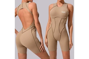 New Sports Fitness Jumpsuit Beautiful Back Outer Wear All-In-One Yoga Suit with Tight-Fitting Stereo Spliced Lines