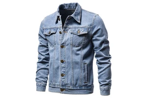 Wholesale Winter Comfortable Oversized Denim Jeans Jackets Men's Customized OEM ODM Breathable Windproof Stand Collar Front Logo