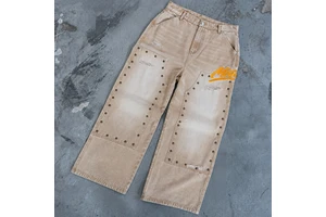Clothing Manufacturers Custom Men's Vintage Wash Oversized Distressed Straight Wide Leg Baggy Denim Pants Jeans Homme