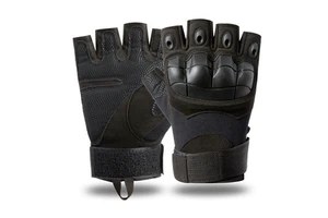 Black Half Finger Men Indestructible Tactical Leather Gloves Luvas Guantes, Cut Resistant Gloves Level 5 protection