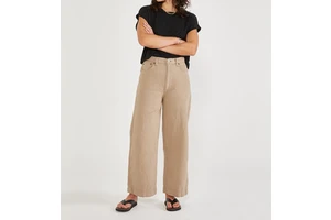 Low MOQ Light Brown Casual High Rise Loose Fitting Wide Leg Baggy Jeans For Women