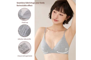 New Arrival French Triangle Bra Seamless Wireless Ribbed Sheer Fabric Fixed Cup Women's Lingerie