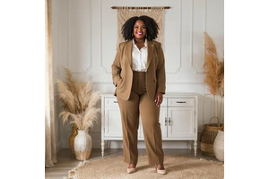 Elegant Plus Size Womens Office Wear Suit Two Piece Business Pant Suit OEM Available