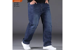 Plus Size Mens Big and Tall Stretch Jeans Relaxed Fit Denim Trousers Work Clothes Baggy Pants